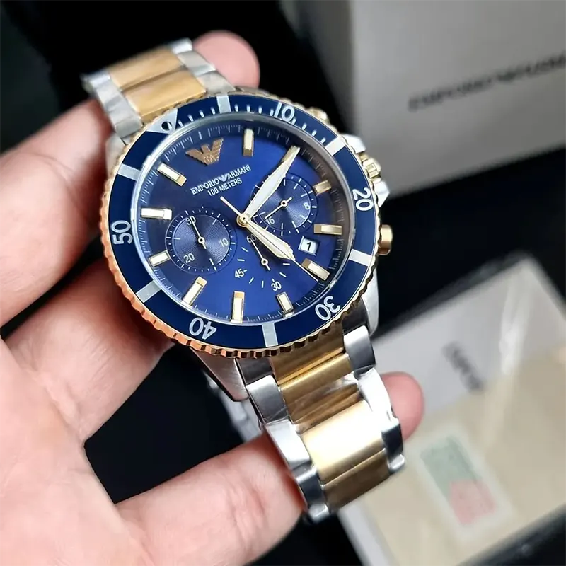 Emporio Armani Mario Chronograph Blue Dial Men's Watch- AR11362